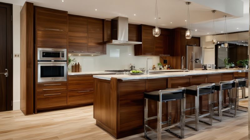 Elegant modern kitchen with custom wooden cabinets