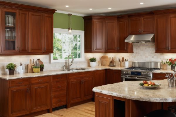 Elegant kitchen cabinet finishes showcasing different wood types and colors